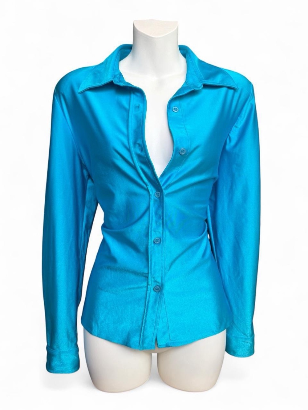 Vintage Bright Turquoise Button-Down Shirt